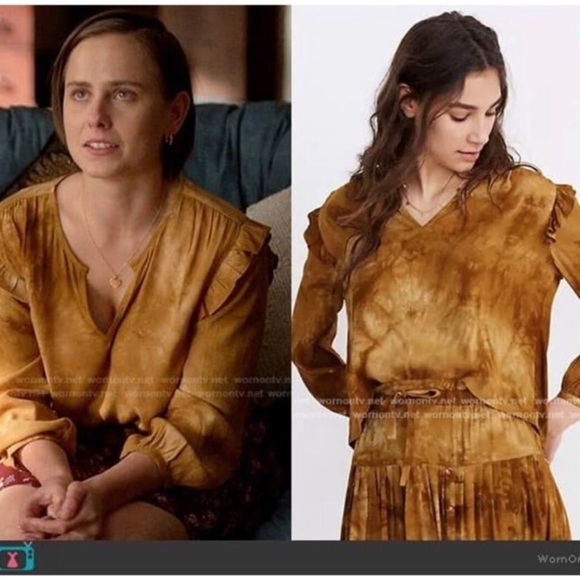 NWT MADEWELL Tie-Dye Ruffle-Shoulder Top Size M - Picture 5 of 10